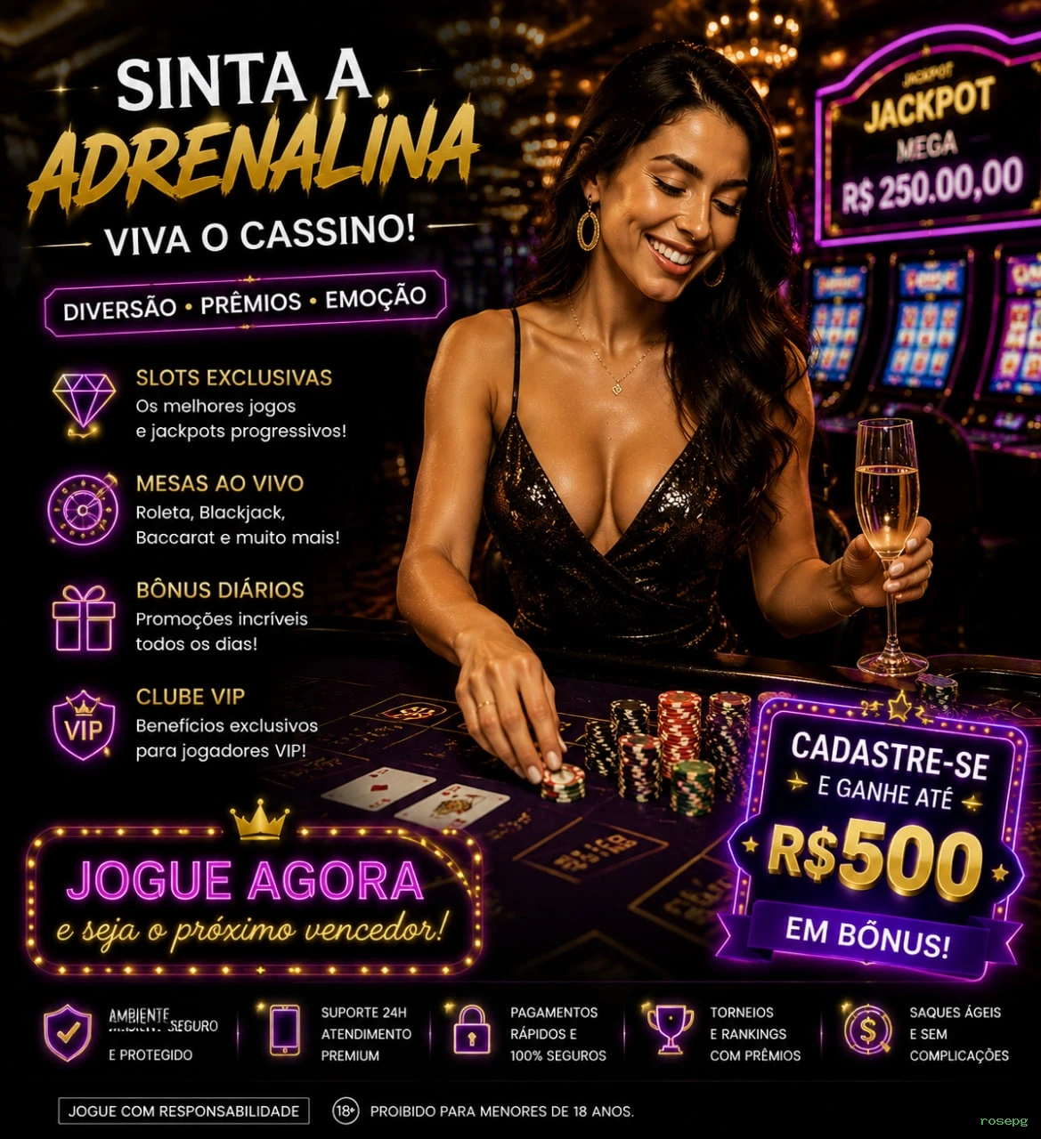 Bônus boas-vindas rosepg R$100